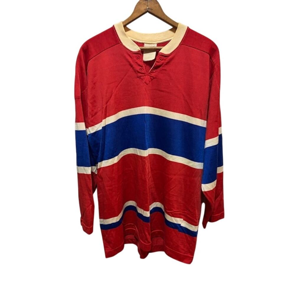 Vintage 1960s 70s Hockey Jersey Sandow Sporting Knit made in Canada Montreal M